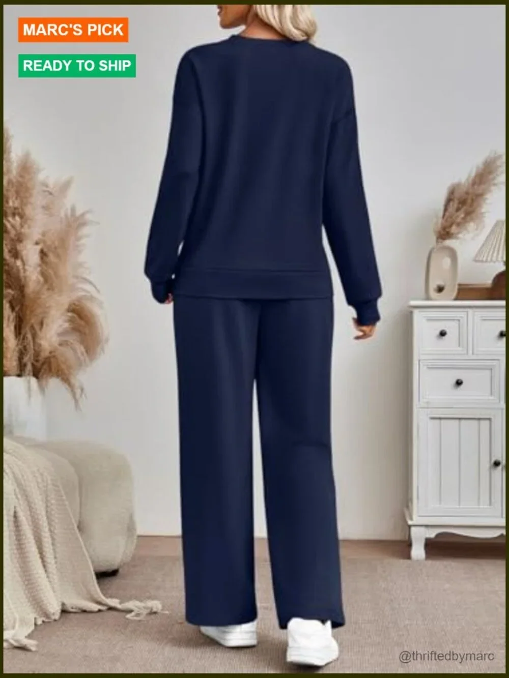 Oversized Sweatshirt Wide Leg Pants Lounge Set Travel Outfit Matching